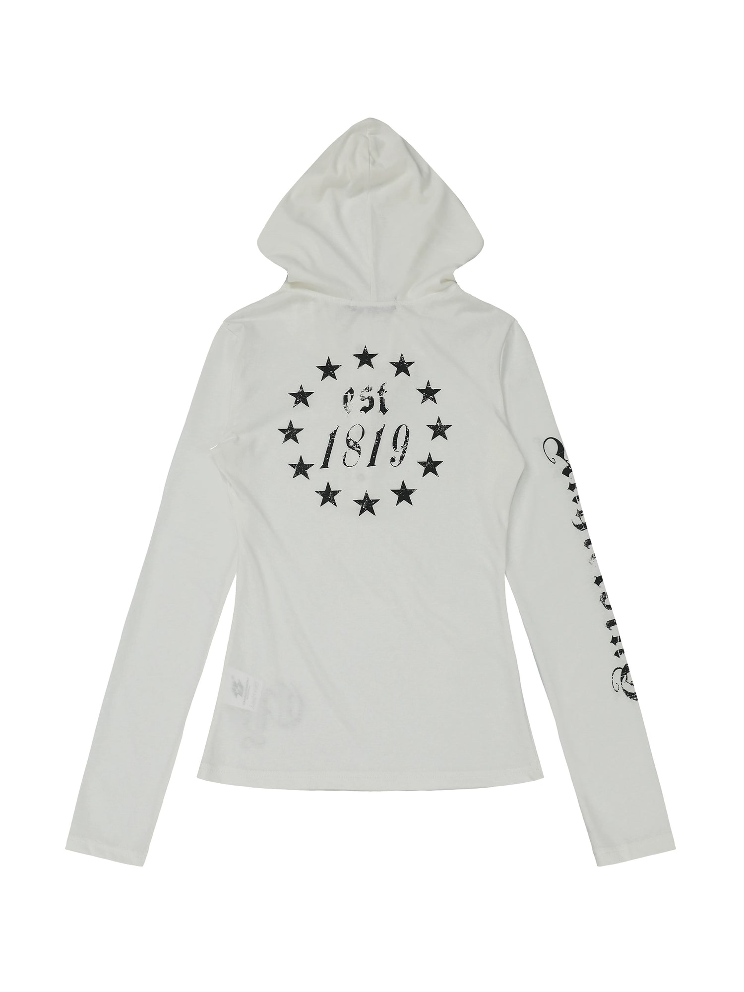 Top de cuello alto gráfico de manga larga con capucha 