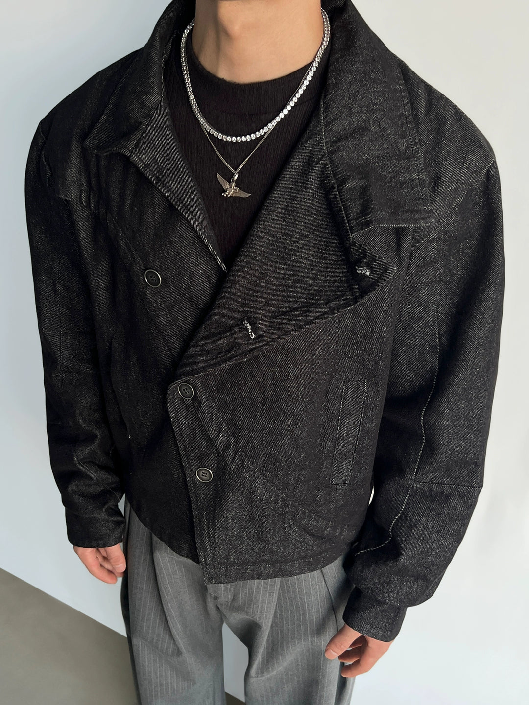 Stand Collar Short Denim Jacket