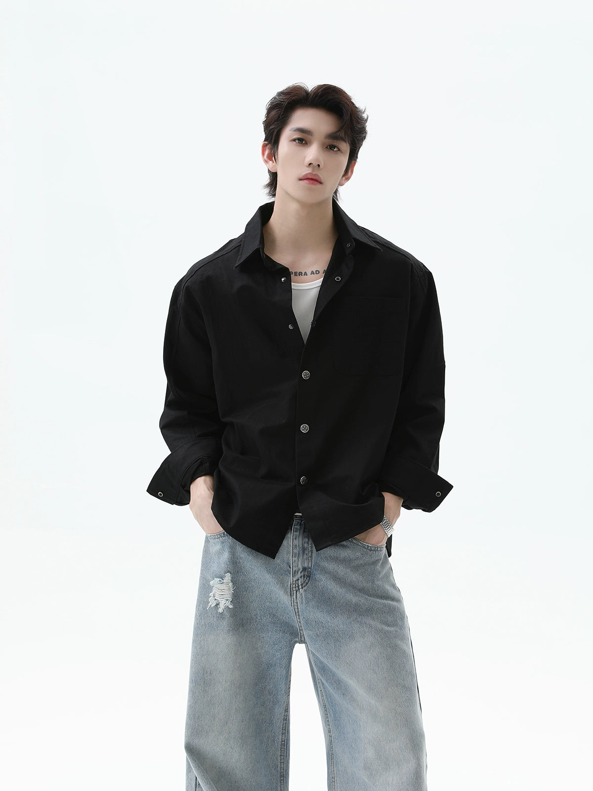 Retro Silüet Uzun Kollu Gömlek Ceket 