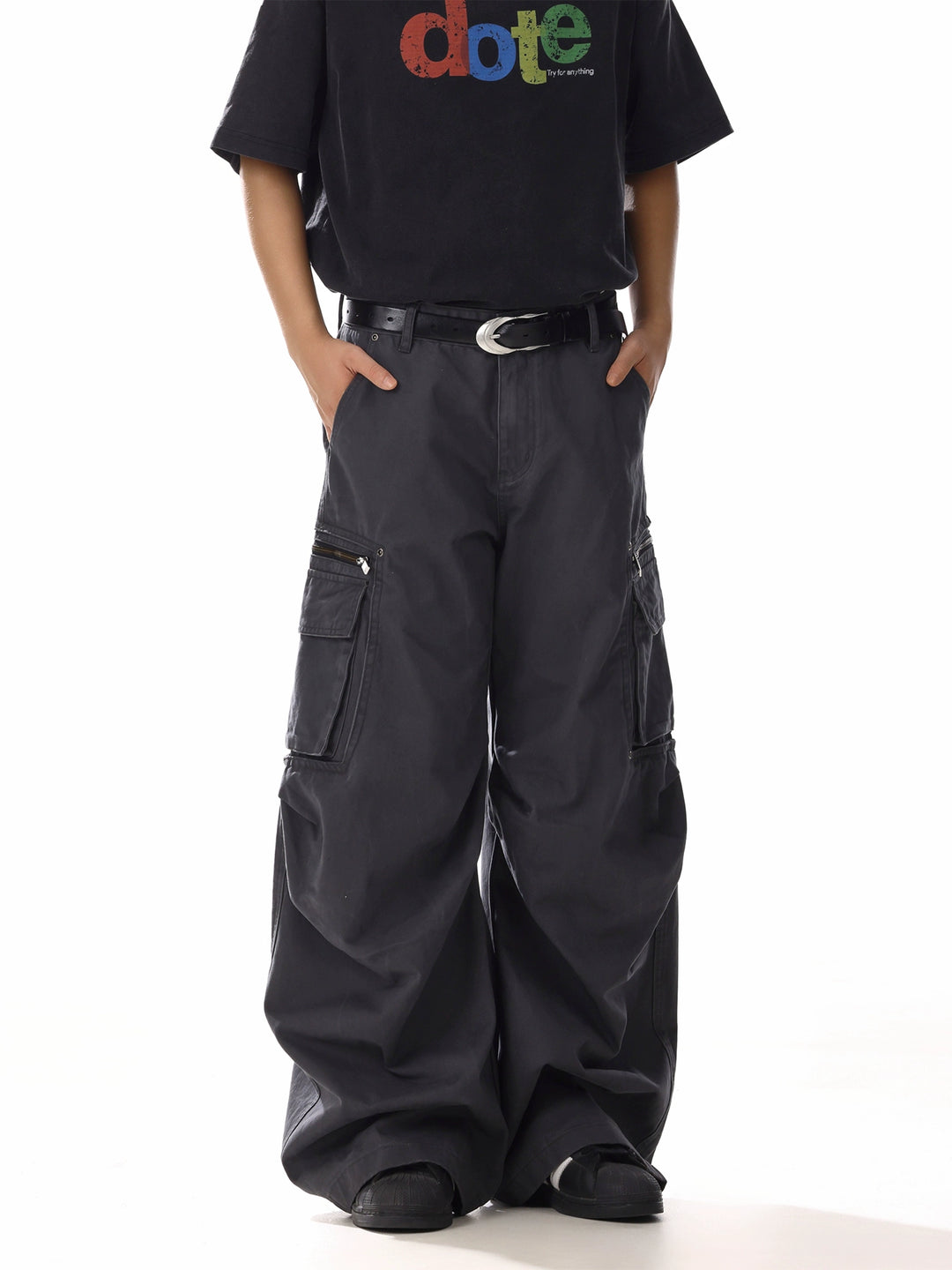 Pantalons cargo décontractés à jambe large et ample 