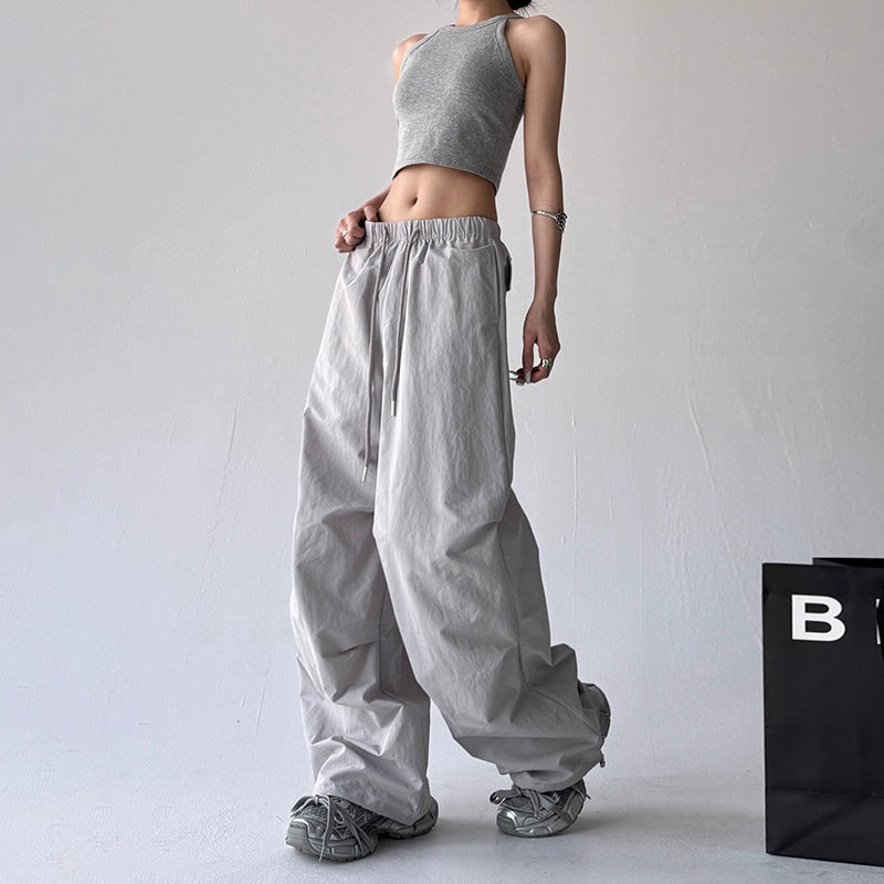 Wide Leg Drawstring Casual Pants
