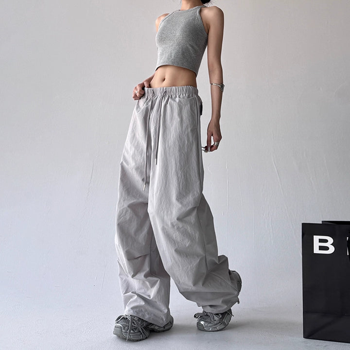 Wide Leg Drawstring Casual Pants