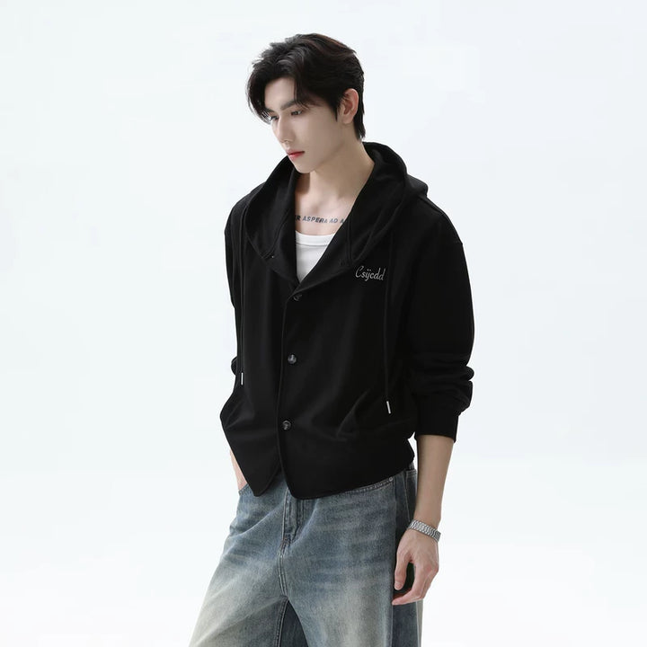 Relaxed Fit Drawstring Hooded Cardigan