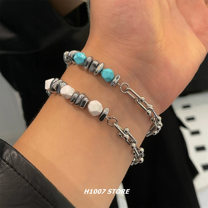 Titanium Steel Beaded Bracelet