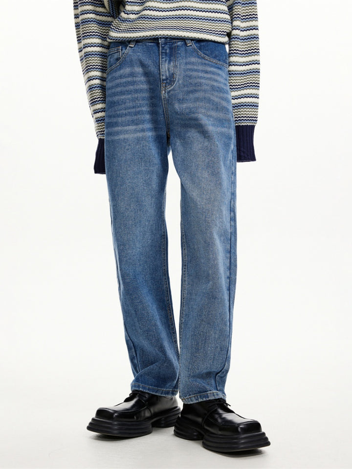 Slim Straight Mid-Waist Denim-Hosen 