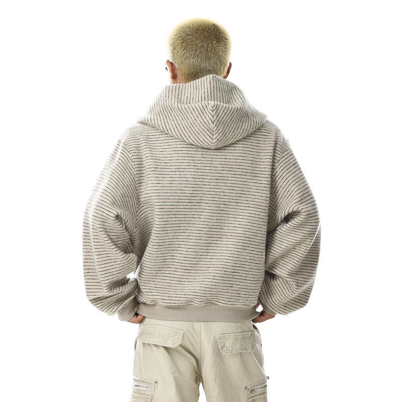 سويت شيرت فضفاض بغطاء رأس مخطط عتيق 