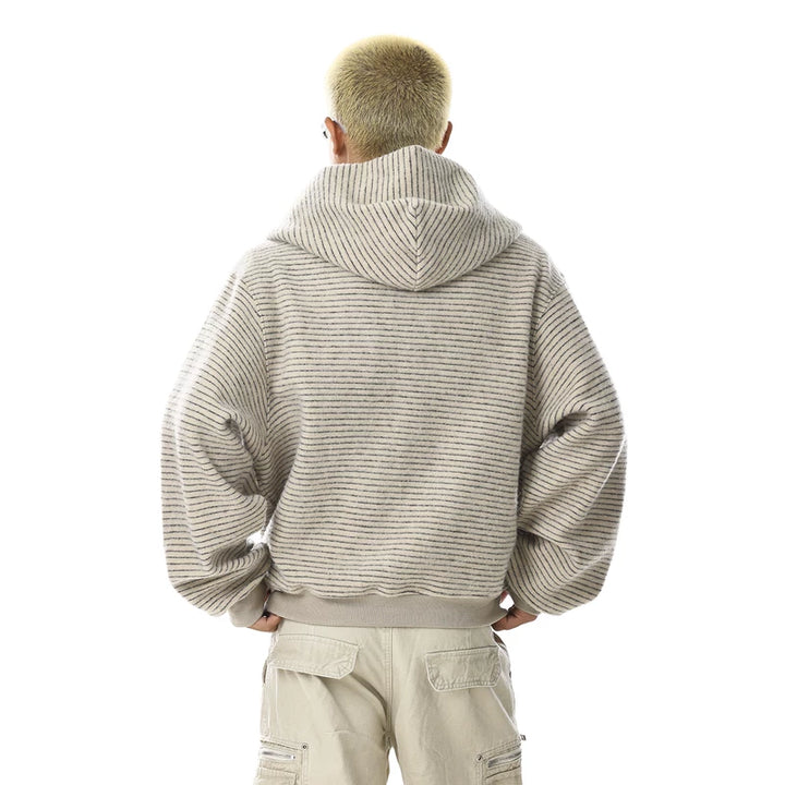 سويت شيرت فضفاض بغطاء رأس مخطط عتيق 