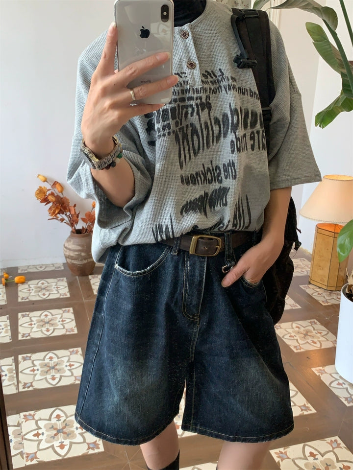 ワッフルヘンリーロゴ短袖シャツ 