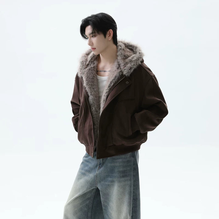 Hooded Fur Collar Insulated Cotton Jacket