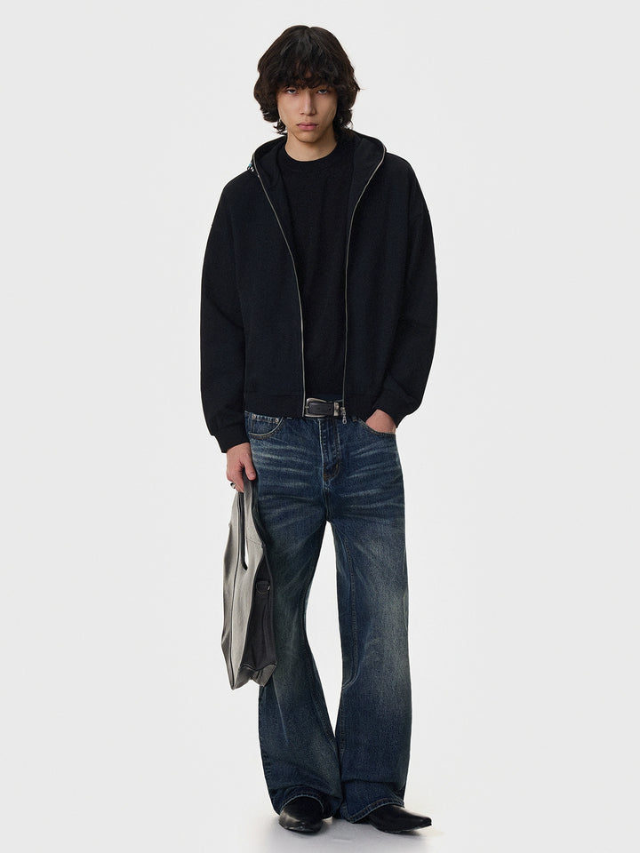 Deconstructed Zip-Up Cropped Hoodie