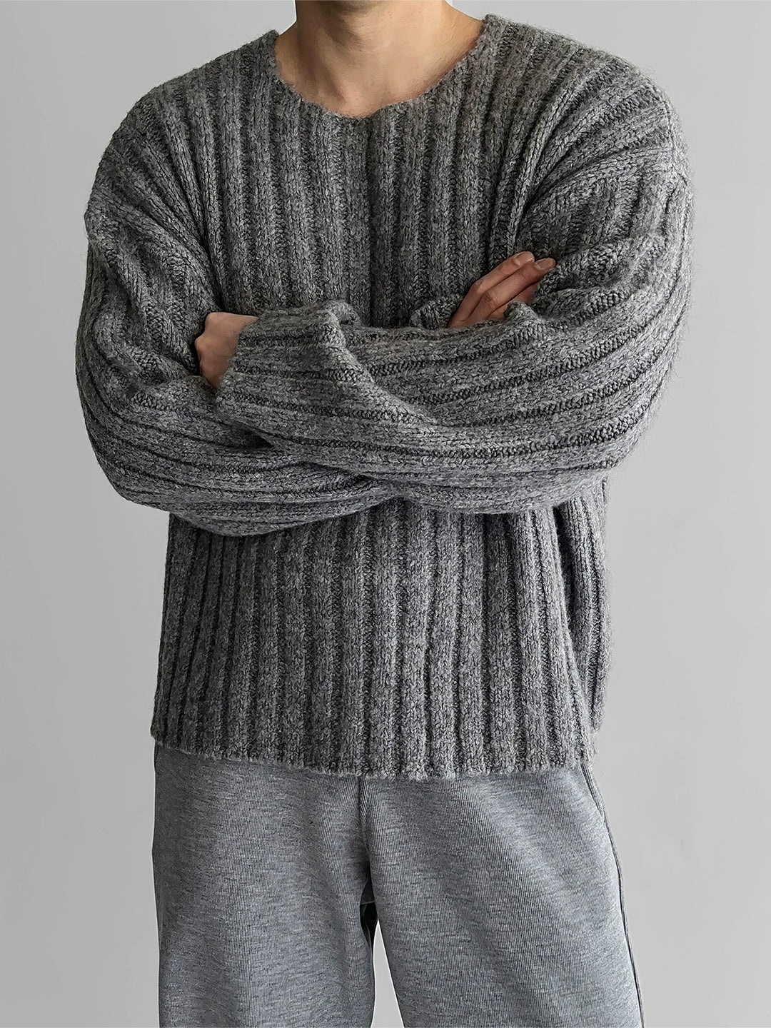 Rippstrick-Alpaka-Wollpullover 