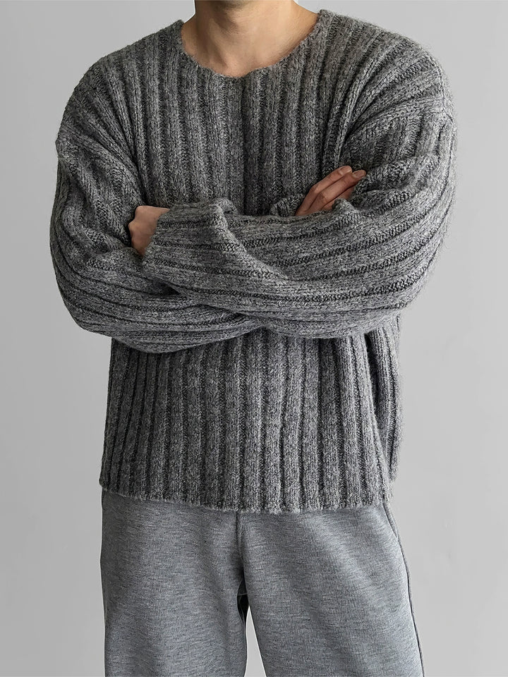 Rippstrick-Alpaka-Wollpullover 