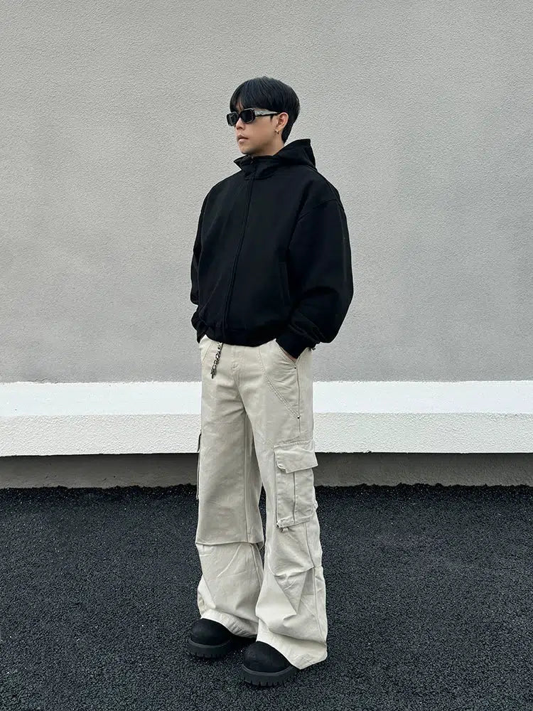 Multi-Pocket Flared Cargo Pants