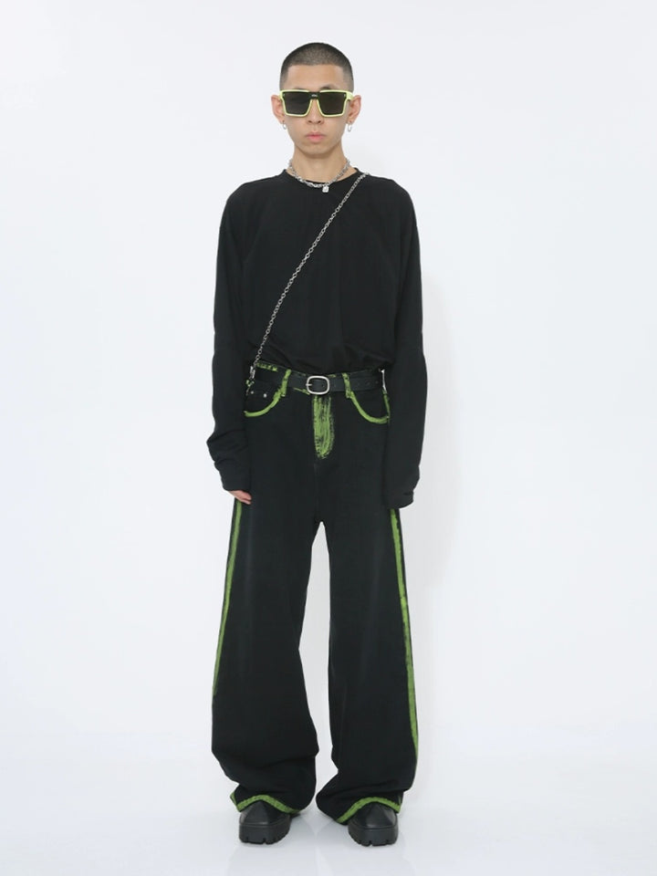 Graffiti Design Loose Straight Pants