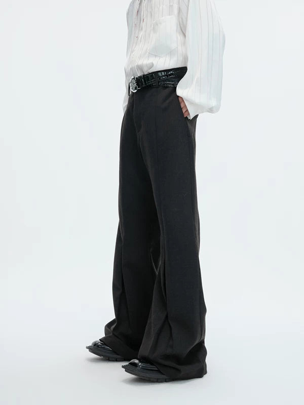 Wool Pleated Wide Leg Dress Pants