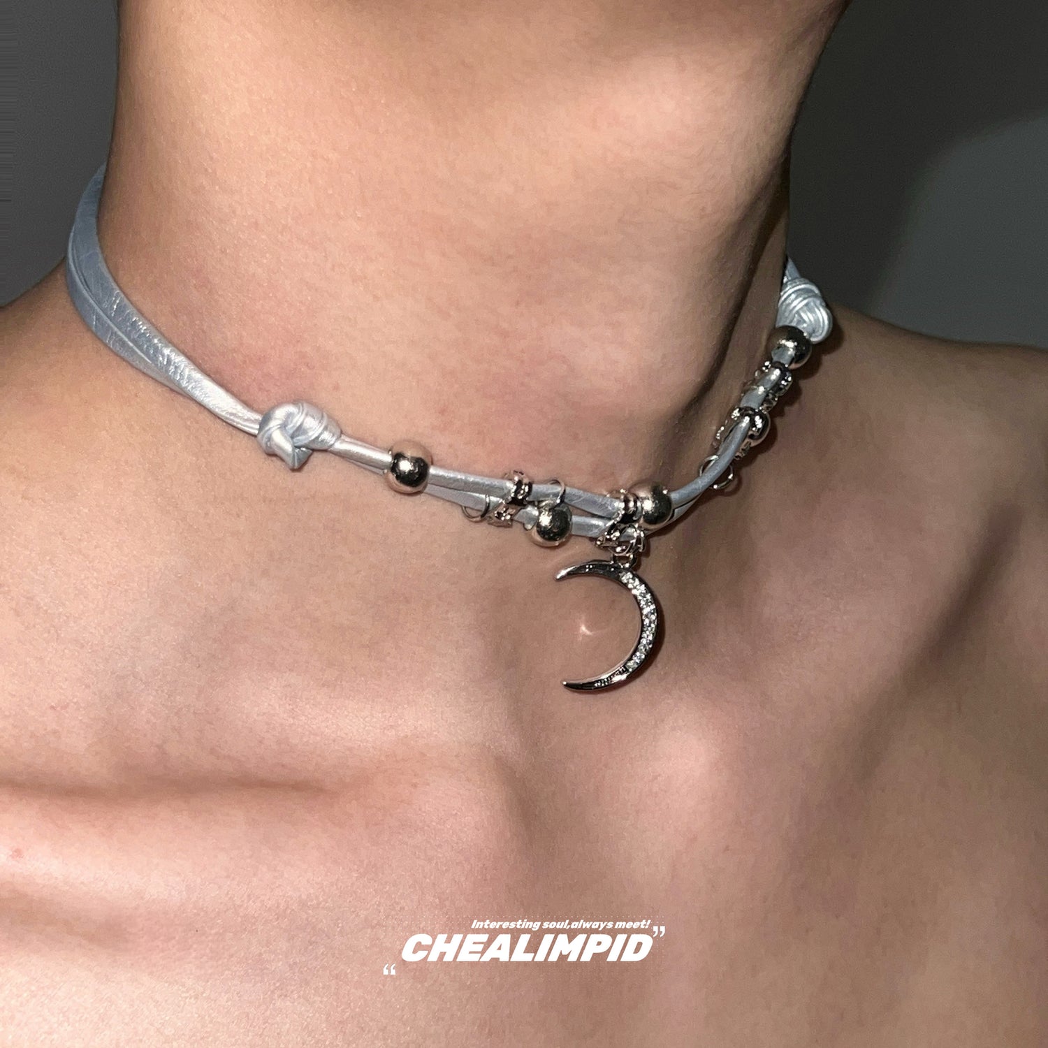 Leather Moon Pendant Choker