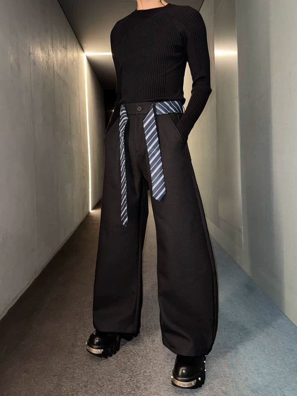 Wide Leg Floor-Length Curved Pants