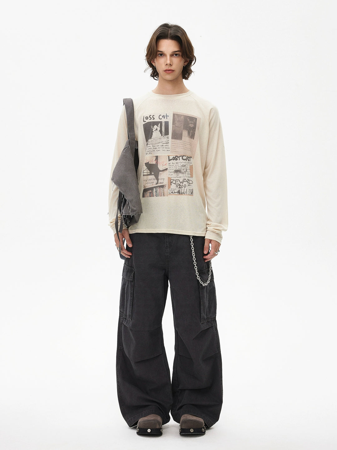 Retro Print Langærmet Pullover Skjorte 