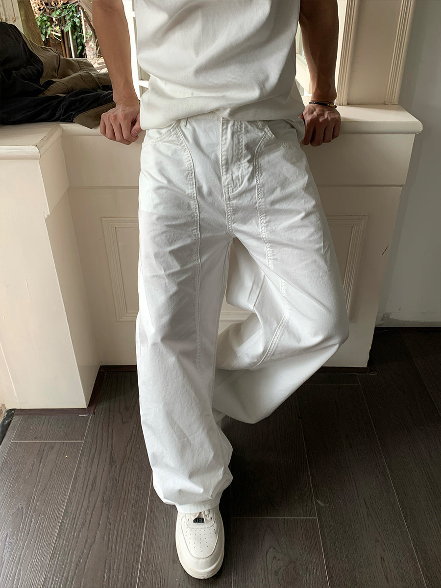 Wide-Leg Straight Denim Jeans