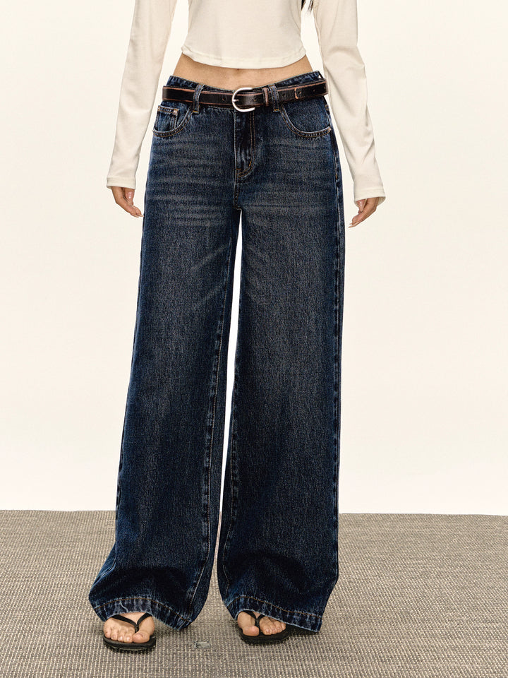 Weite High-Waist-Denim-Hosen 