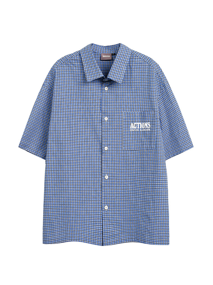 Loose Fit Plaid Short-Sleeve Shirt