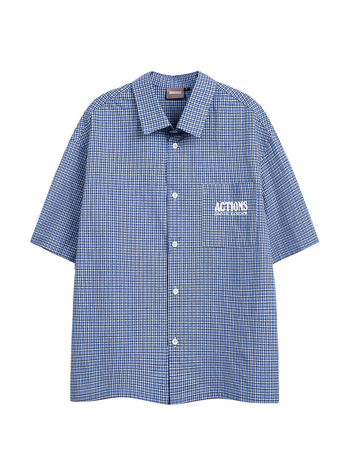 Loose Fit Plaid Short-Sleeve Shirt