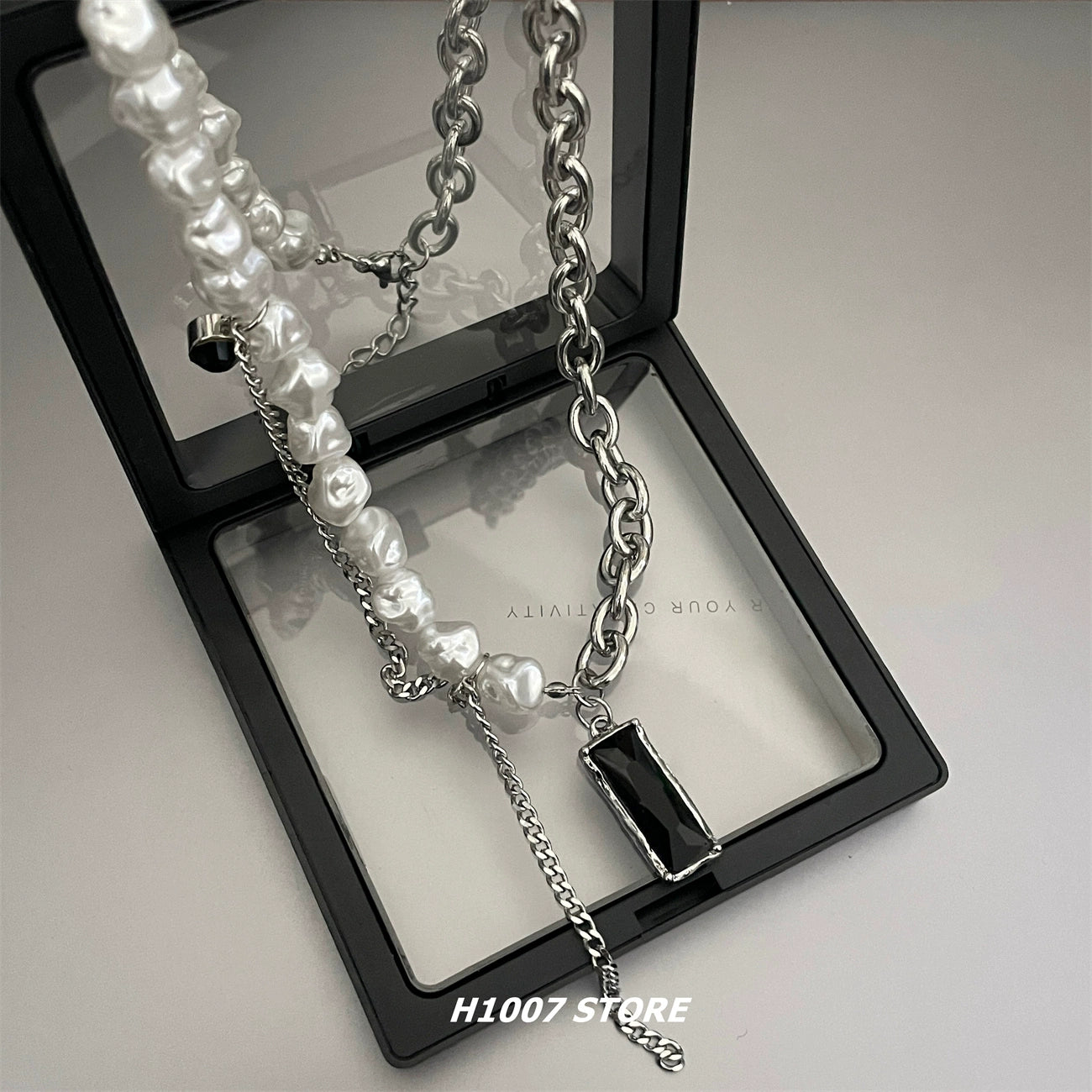 Titanyum Çelik Mücevher İnci Kolye 