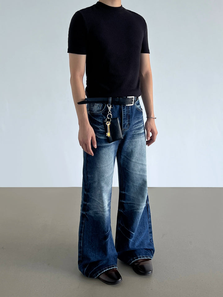 Washed A-Line Flared Jeans