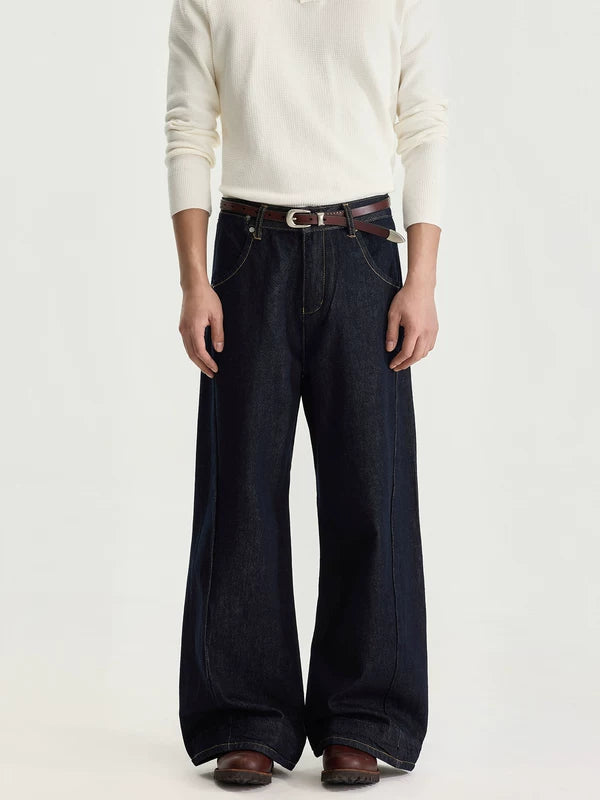 Pantaloni in denim a gamba larga retro 