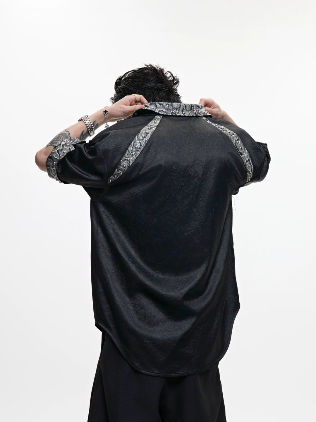 Skinn av orm Patchwork Kortärmad Skjorta 