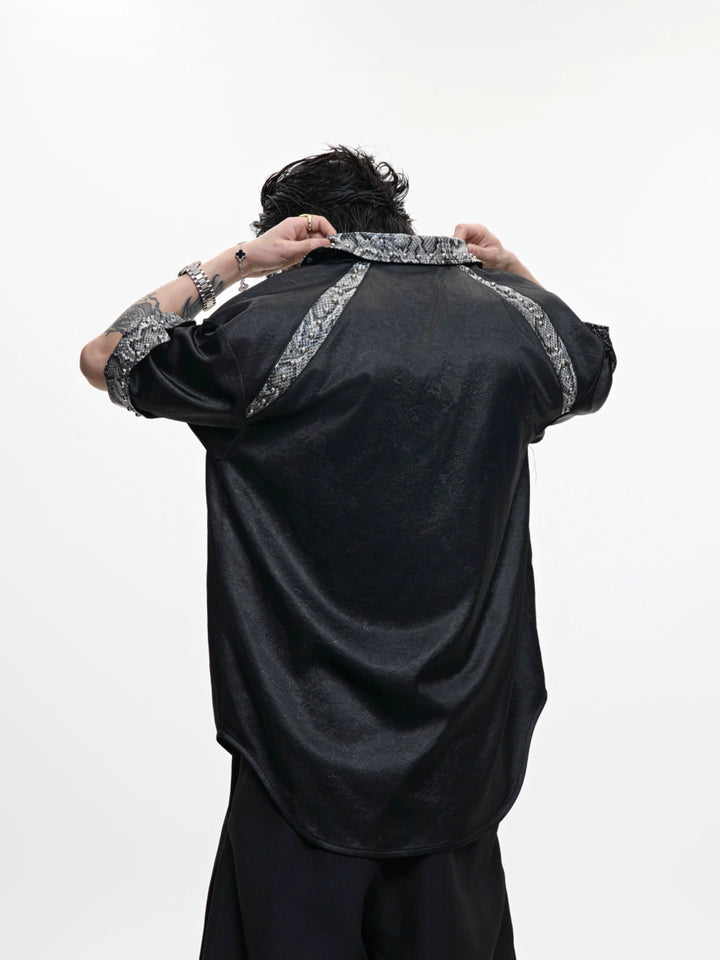 Skinn av orm Patchwork Kortärmad Skjorta 