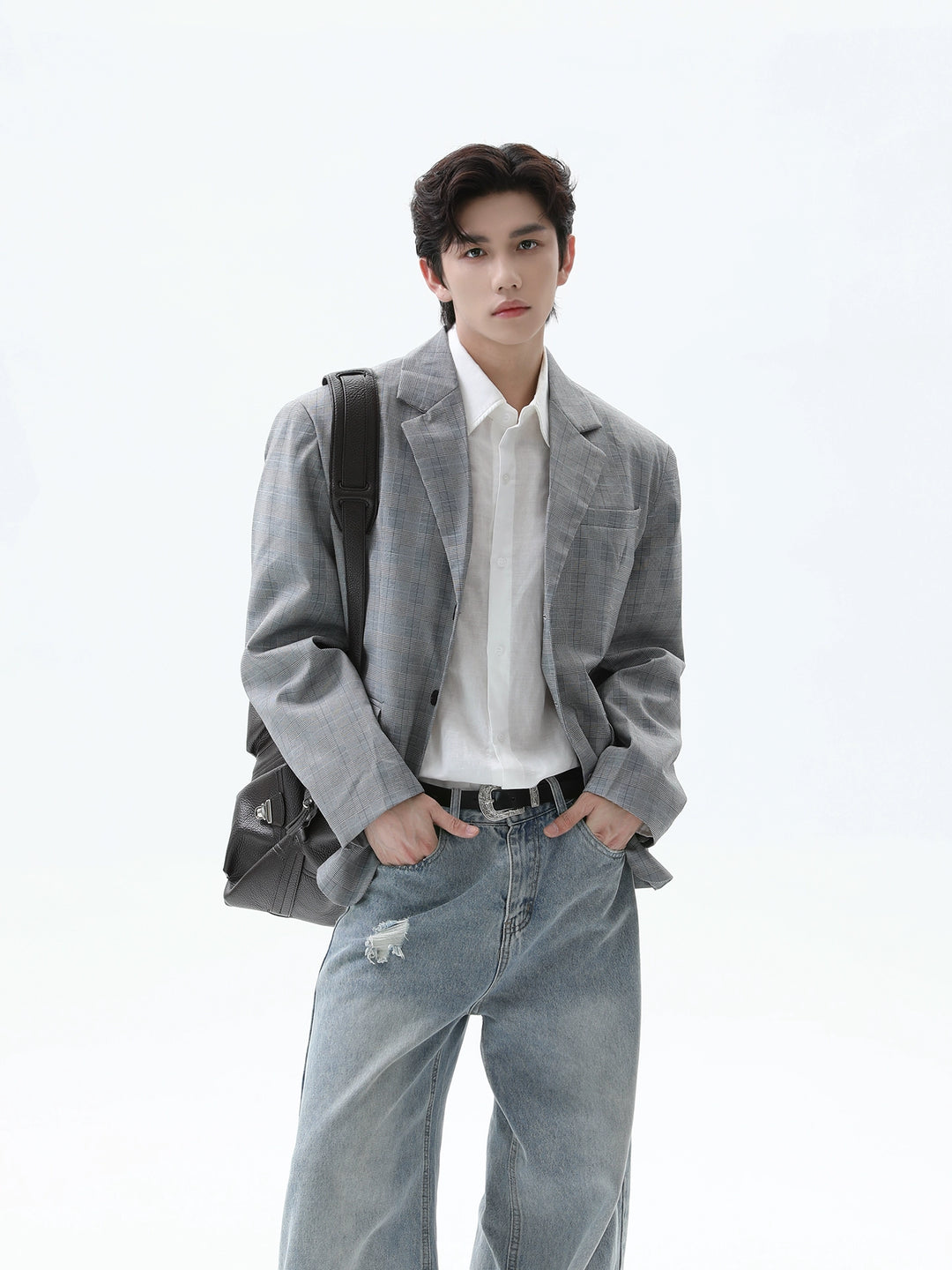 Plaid Loose Fit Suit Jacket