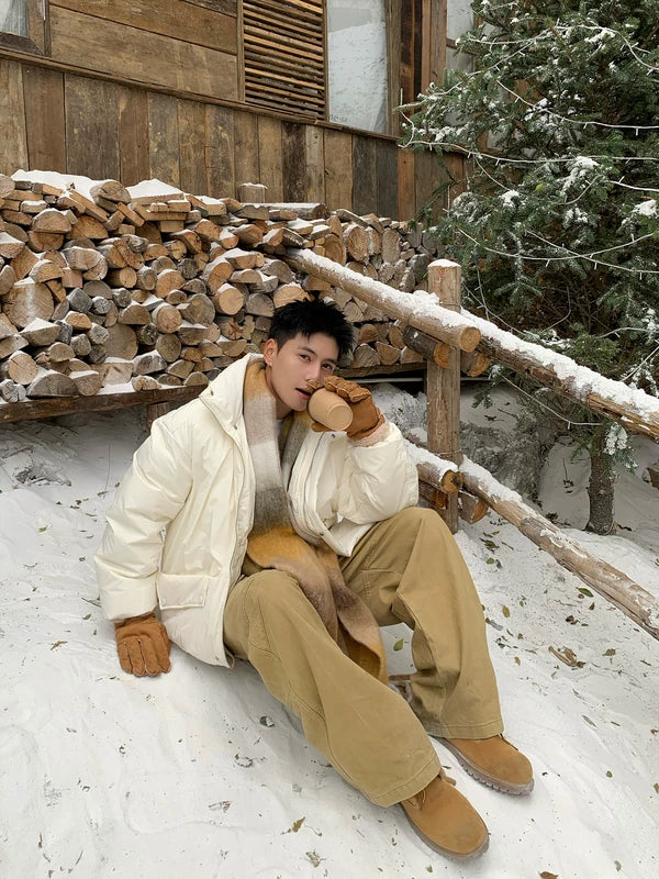 Veste courte en duvet à col montant minimaliste 