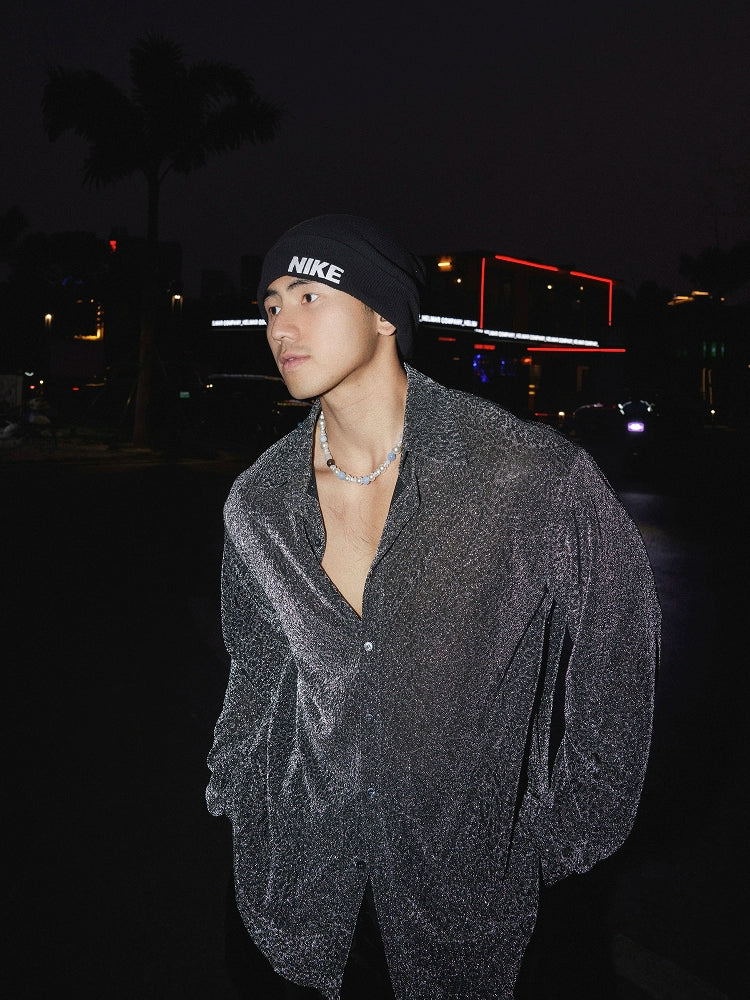 Retro Locker Sitzendes Langarmhemd 