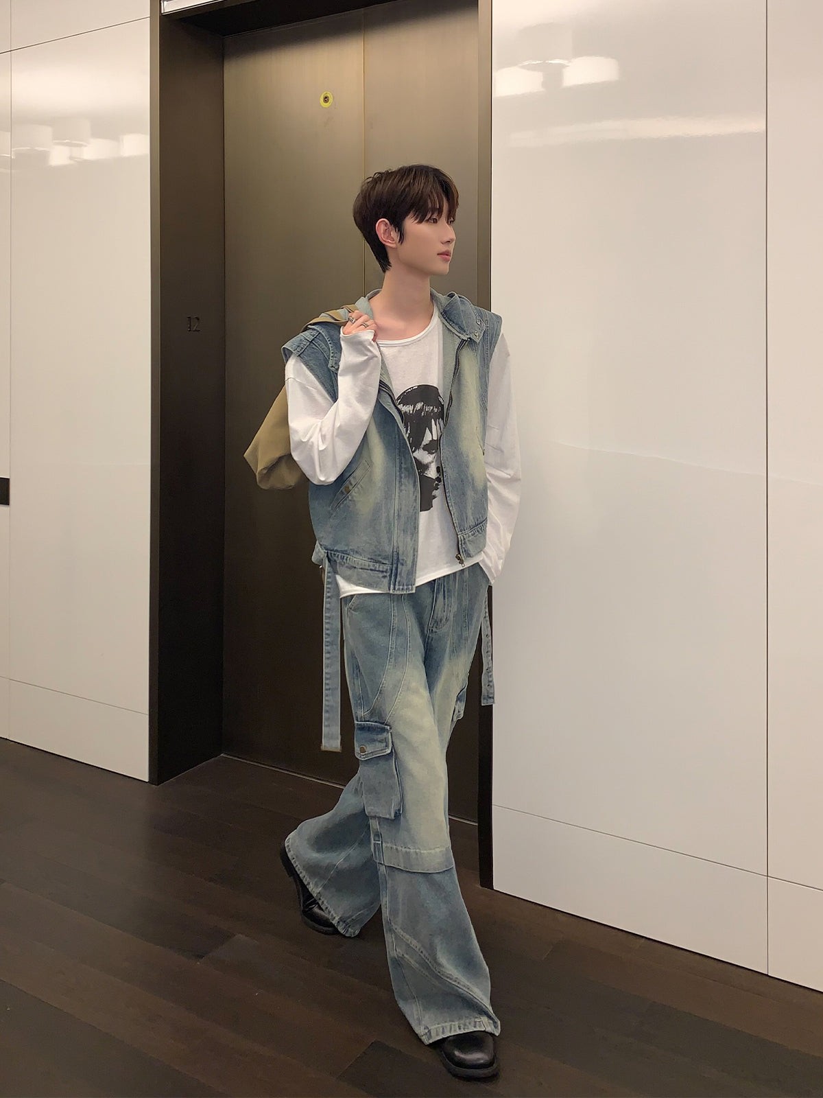 Distressed Denim Vest and Pants