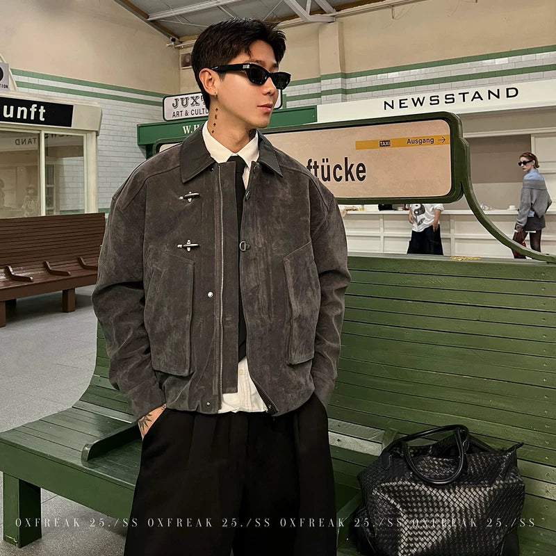 Suede Work Jacket with Airplane Buckle