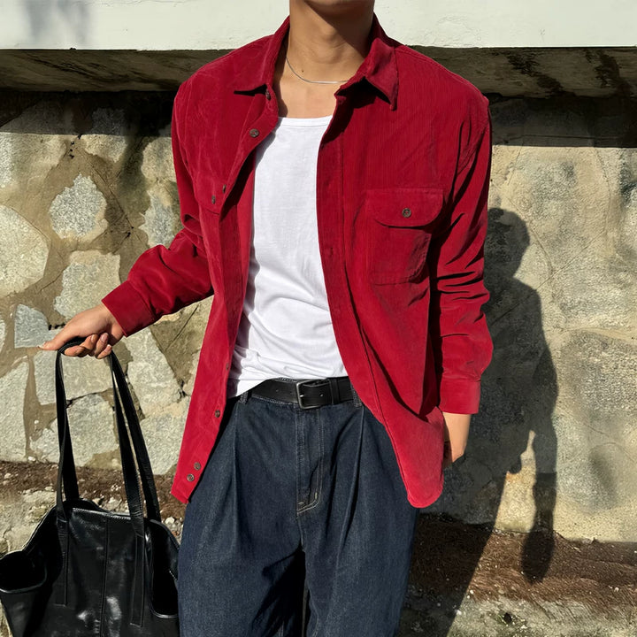 Camisa de Manga Longa em Corduroy, Outono Inverno 