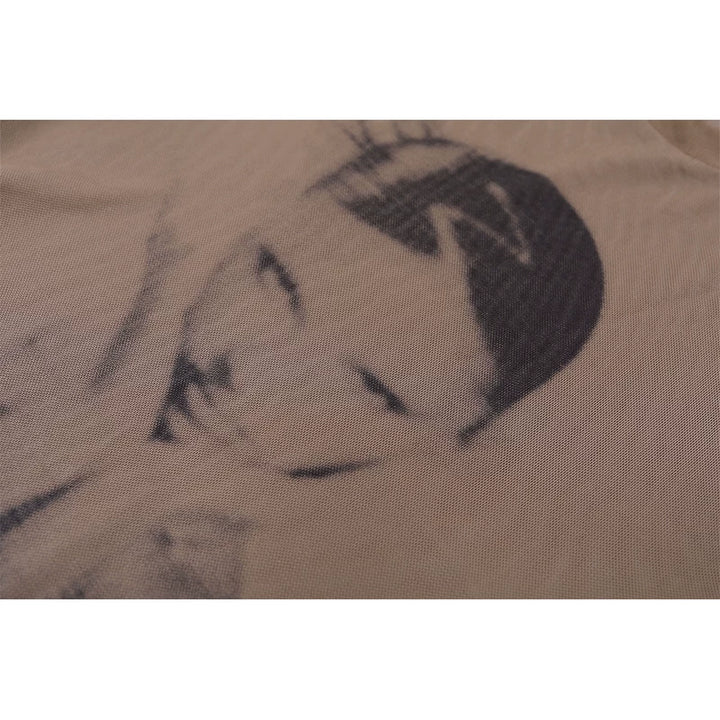 בגד גוף עם שרוולים ארוכים ורשת שקופה 