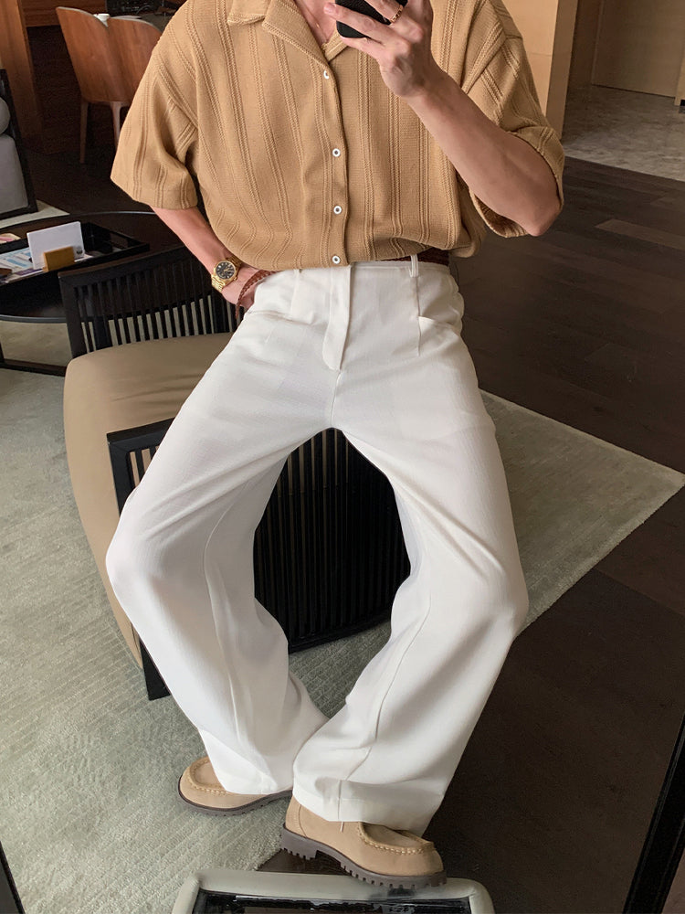 Wide-Leg Casual Straight Pants