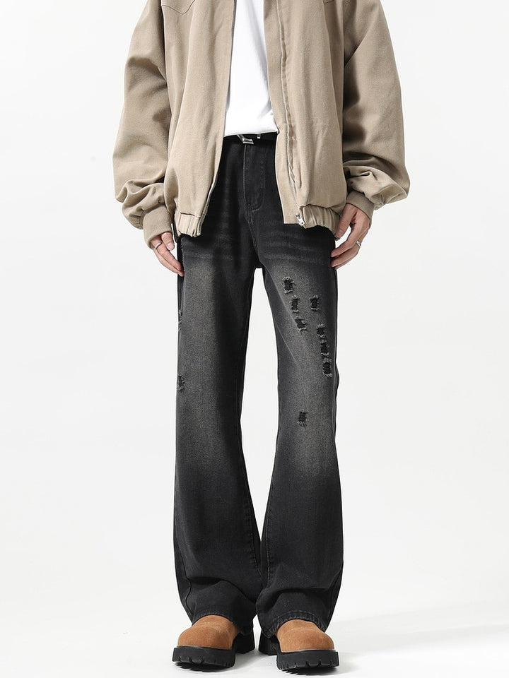 Distressed Loose Fit Flared Jeans