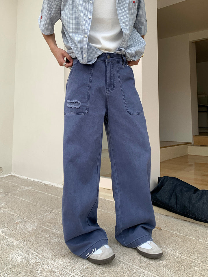 Dopamine Blue Straight-leg Jeans
