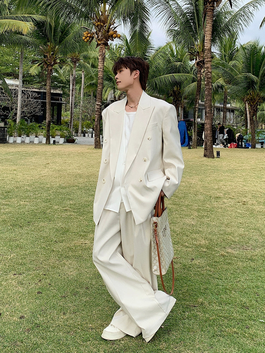 Double-Breasted Casual Suit and Pants