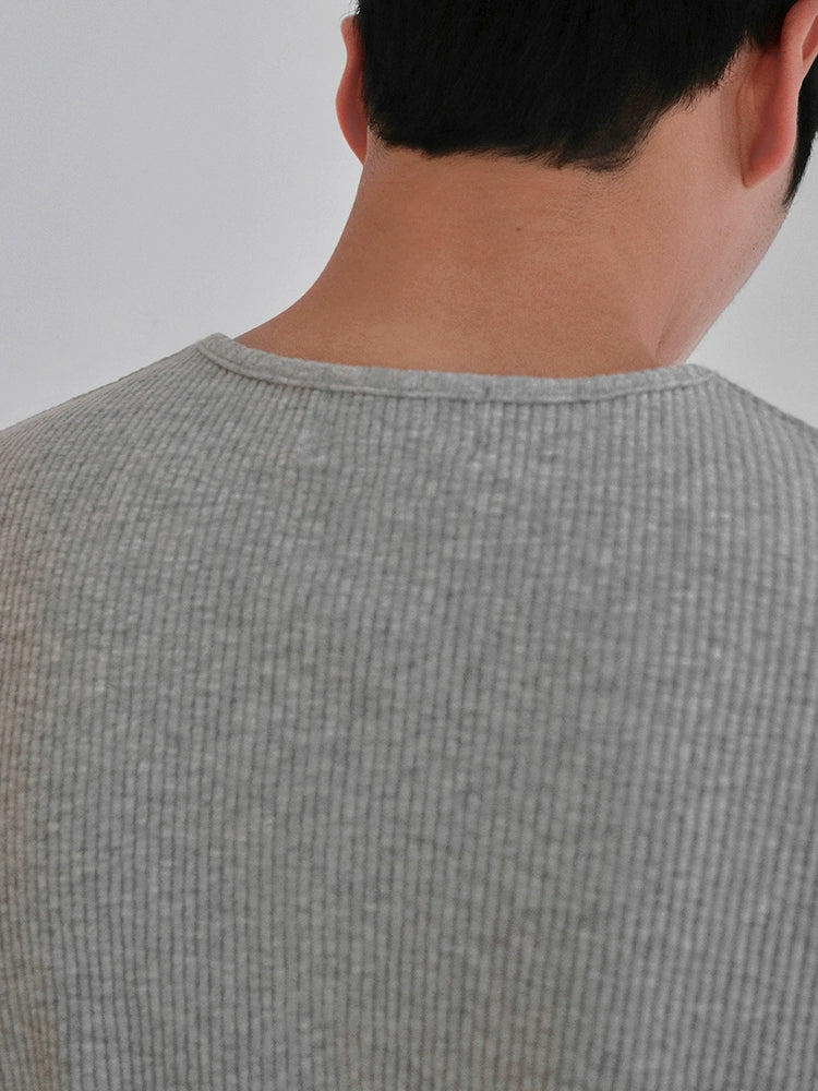 Φούτερ με μακριά μανίκια Waffle Henley 