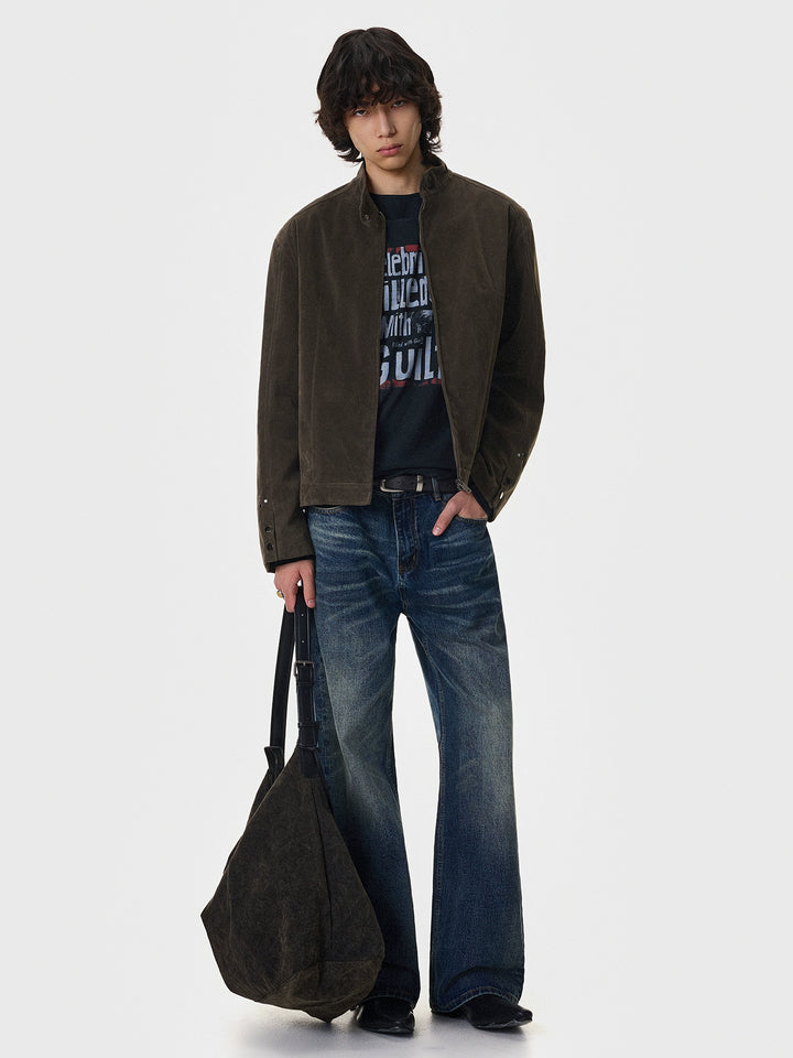 Deconstructed Faux Suede Short Jacket