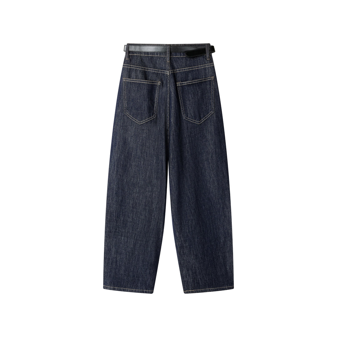 Wide Leg Washed Distressed Denim Pants