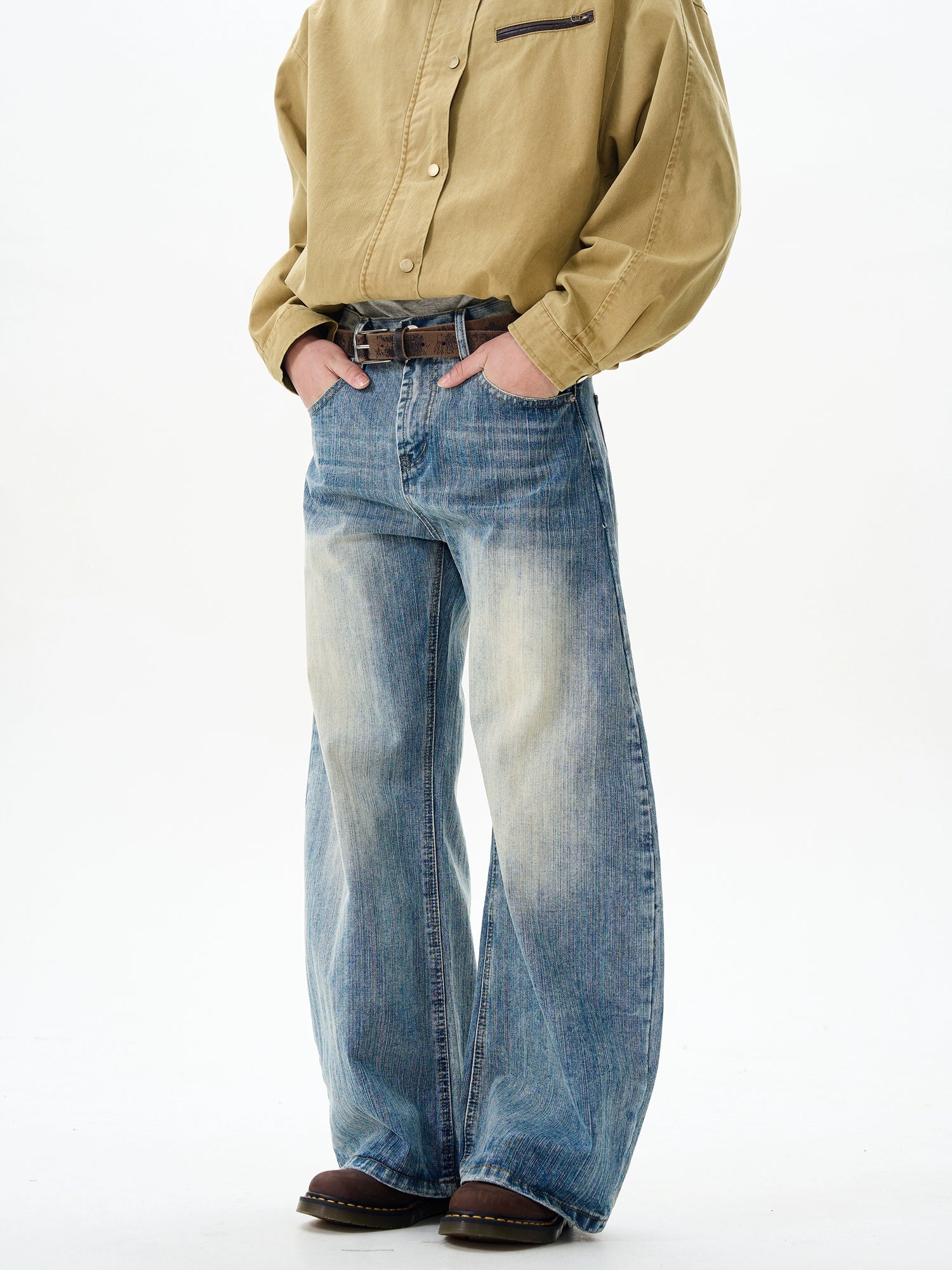 Retro Geniş Paça Bambus Jeanler 