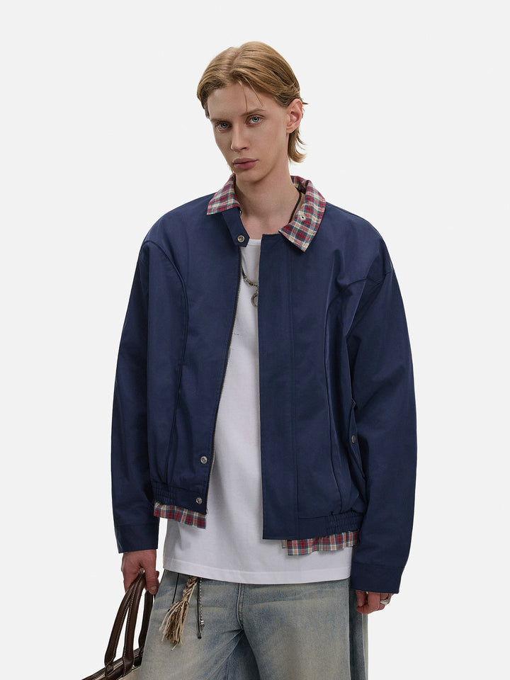 Veste pilote à col en tartan 
