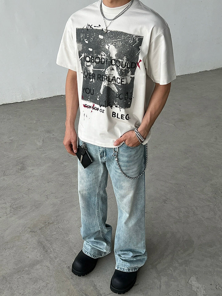 Grafikdruck Lockere Passform Kurzarm T-Shirt 
