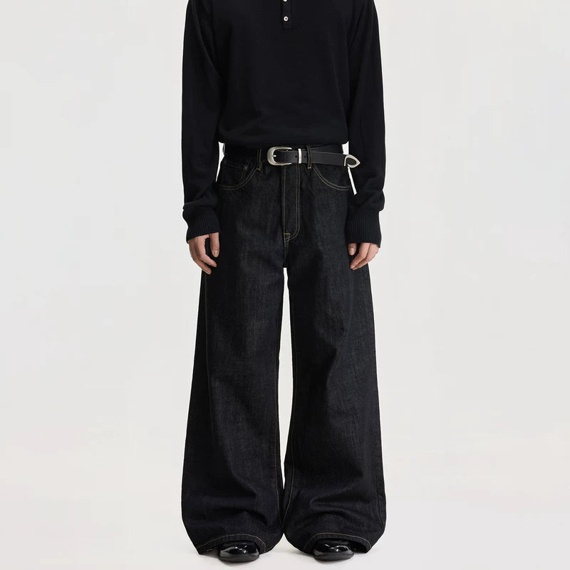 Retro Geniş Paça Ham Denim Pantolon 