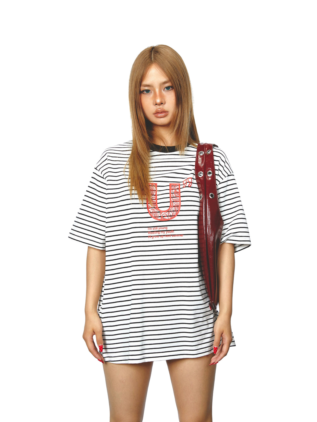 Striped Graphic Print Loose Fit T-shirt